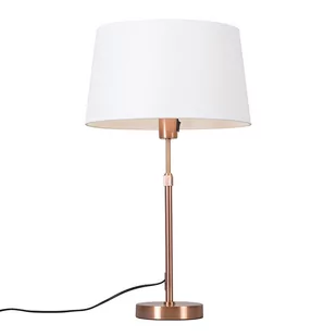 QAZQA Lampa stołowa regulowana miedź klosz biały 35cm - Parte - Lampy stojące - miniaturka - grafika 1