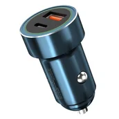 Ładowarki samochodowe - XO Ładowarka samochodowa CC32 2USB PD USB-C/ USB-A niebieska - miniaturka - grafika 1
