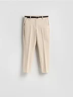 Spodnie damskie - Reserved - Spodnie cygaretki z paskiem - beżowy - miniaturka - grafika 1