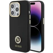 Etui i futerały do telefonów - Guess GUHCP15LM4DGPK iPhone 15 Pro 6.1" czarny/black hardcase Silicone Logo Strass 4G - miniaturka - grafika 1