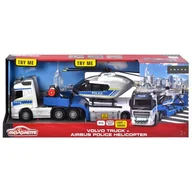 Samoloty i helikoptery - Zestaw policyjny Majorette Grand Volvo ciężarówka + helikopter 35 cm - miniaturka - grafika 1