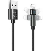 Kable USB - USAMS Kabel pleciony obrotowy U60 2A Lightning czarny/black 1m SJ476USB01 (US-SJ476) - miniaturka - grafika 1