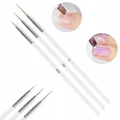 Akcesoria do paznokci - Zestaw Pędzelków Do Zdobień Pędzle Pędzelki 3SZT - miniaturka - grafika 1