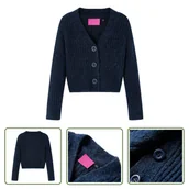 Swetry damskie - Kardigan dziecięcy z dzianiny - granatowy - 128 - Kardigan Dziecięcy - miniaturka - grafika 1
