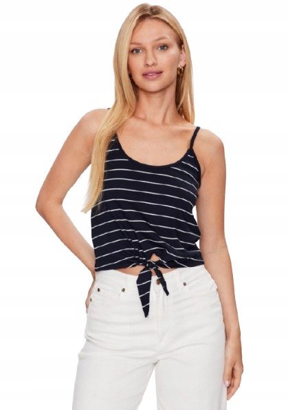 ONLY GRANATOWY TOP NA RAMIĄCZKACH W PASKI Z WIĄZANIEM L J7A