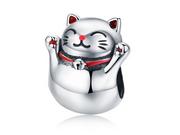 Charmsy - Pandora Valerio.pl Rodowany srebrny charms do japoński kot maneki neko cat srebro 925 NEW129 NEW129 - miniaturka - grafika 1
