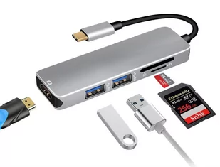 Hub Usb-c 3.1 konwerter 2x Usb 3.0 Hdmi czytnik Sd - Adaptery i przejściówki - miniaturka - grafika 1