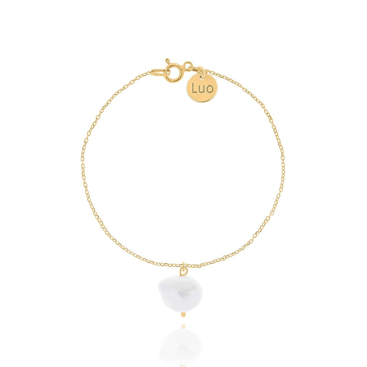 Bransoletka srebrna pozłacana z naturalną perłą