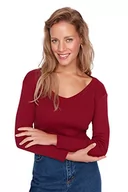 Bluzki damskie - Trendyol Damska damska regularna standardowa dzianinowa bluzka z dekoltem w serek, bordowa, XL, Burgund, XL - miniaturka - grafika 1
