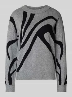 Sweter z dzianiny z mieszanki wiskozy z okrągłym dekoltem - Swetry damskie - miniaturka - grafika 1