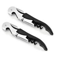 Korkociągi i otwieracze - zestaw 2 korkociągów do wina 12 cm ze stali nierdzewnej nóż kelnerski otwieracz do wina z otwieraczem do butelek i nożykiem do folii nóż sommelierski wielofunkcyjne sztućce kelnerskie korkociąg do wina korkociąg ręczny - miniaturka - grafika 1