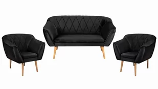 Skandynawski Zestaw Wypoczynkowy Pikowana Sofa + 2 Fotele Rosa - Komplety wypoczynkowe - miniaturka - grafika 1