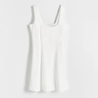 Sukienki - Reserved - Sukienka mini z wiskozy - Kremowy - miniaturka - grafika 1