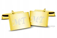 Spinki do mankietów i krawatów - Złote spinki do mankietów +GRAWER TWOJE INICJAŁY - miniaturka - grafika 1