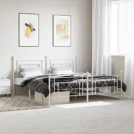 Łóżka - Metalowa rama łóżka z wezgłowiem i zanóżkiem, biała, 180x200 cm Lumarko! - miniaturka - grafika 1
