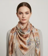 Apaszki i szaliki damskie - Kwiatowa kobieca chusta szal damski z frędzlami - miniaturka - grafika 1