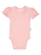 Body dla niemowląt - Dziewczęce body krótki rękaw kokarda beżowy Nicol,r.92 - miniaturka - grafika 1