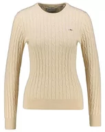 Swetry damskie - GANT Damski sweter ze stretchem bawełnianym C, len, XXL - miniaturka - grafika 1