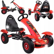 Jeździki dla dzieci - Czerwony sportowy GOKART na pedały dla dzieci do50kg Pompowane koła SP0209 - miniaturka - grafika 1