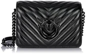 Torebki damskie - Pinko Damska torba Love Click Mini Metal Sheep Nappa Chevron Z99b_czarna limuzyna kolor bloku, Z99b_czarny limuzyna Block Color - miniaturka - grafika 1