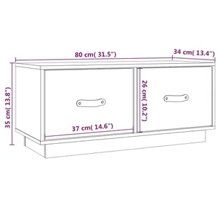 Lumarko Szafka pod TV, szara, 80x34x35 cm, lite drewno sosnowe - Szafki RTV - miniaturka - grafika 11