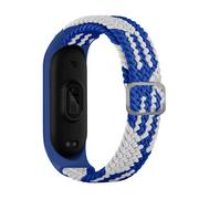 Akcesoria do smartwatchy - Hurtel Strap Fabric opaska do Xiaomi Mi Band 6 / 5 / 4 / 3 pleciony materiałowy pasek bransoletka niebiesko-biały - miniaturka - grafika 1