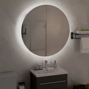 Lumarko Szafka łazienkowa z lustrem i LED, czarny, 54x54x17,5 cm - Szafki łazienkowe - miniaturka - grafika 4