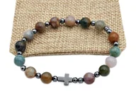 Bransoletki - Bransoletka różaniec na rękę agat indyjski sakwa - miniaturka - grafika 1