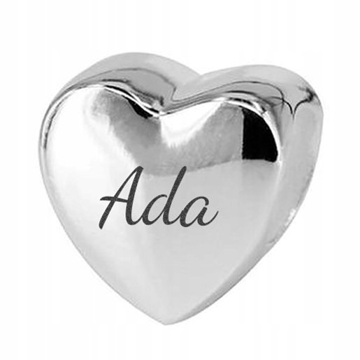 Charms Srebrny Serce z Imieniem Grawerem Imię Ada SREBRO 925 + GRAWER