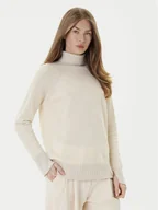 Swetry damskie - TWINSET Golf 252TP3582 Beżowy Loose Fit - miniaturka - grafika 1