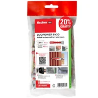 Wkręty - Kołki montażowe 6x30 mm z wkrętem DUOPOWER 50 sztuk + 10 gratis - miniaturka - grafika 1