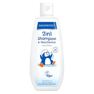 PAEDIPROTECT 2w1 Szampon i płyn do mycia dla niemowląt i dzieci 200 ml, łagodnie myje skórę i włosy bez perfum i mikroplastiku, żel pod prysznic nawilża suchą, wrażliwą skórę, również dla dorosłych - Kosmetyki kąpielowe dla dzieci - miniaturka - grafika 1