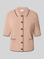 Swetry damskie - Kurtka z dzianiny z listwą guzikową - miniaturka - grafika 1