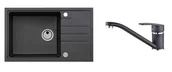 Zlewozmywaki z baterią - Alveus Zestawy - Zestaw zlewu Intermezzo 130 i baterii Nina, karbon SETA015 - miniaturka - grafika 1