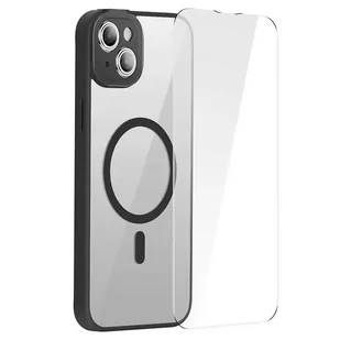 Zestaw ochronny Baseus Frame przeźroczyste etui magnetyczne i szkło hartowane do iPhone 14 Plus (czarny) - Etui i futerały do telefonów - miniaturka - grafika 2