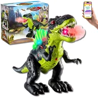 Zabawki interaktywne dla dzieci - DINOZAUR T-REX ZIEJĄCY PARĄ RYCZY CHODZI ŚWIECI FIGURKA XXL DLA DZIECI 20 CM PREZENT DLA 4 5 6 7 8 9 Latka + EBOOK - miniaturka - grafika 1