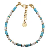 Bransoletki - Bransoletka - Turkus, Howlit, Hematyt i srebro złocone - miniaturka - grafika 1