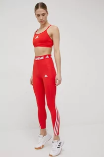 Legginsy - Adidas Performance Performance legginsy treningowe 3-Stripes damskie kolor czerwony z nadrukiem - grafika 1