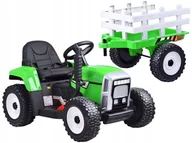 Pojazdy elektryczne dla dzieci - Traktor z Przyczepą na Akumulator 2 Silniki 12V Ekoskóra Koła EVA Zielony - miniaturka - grafika 1