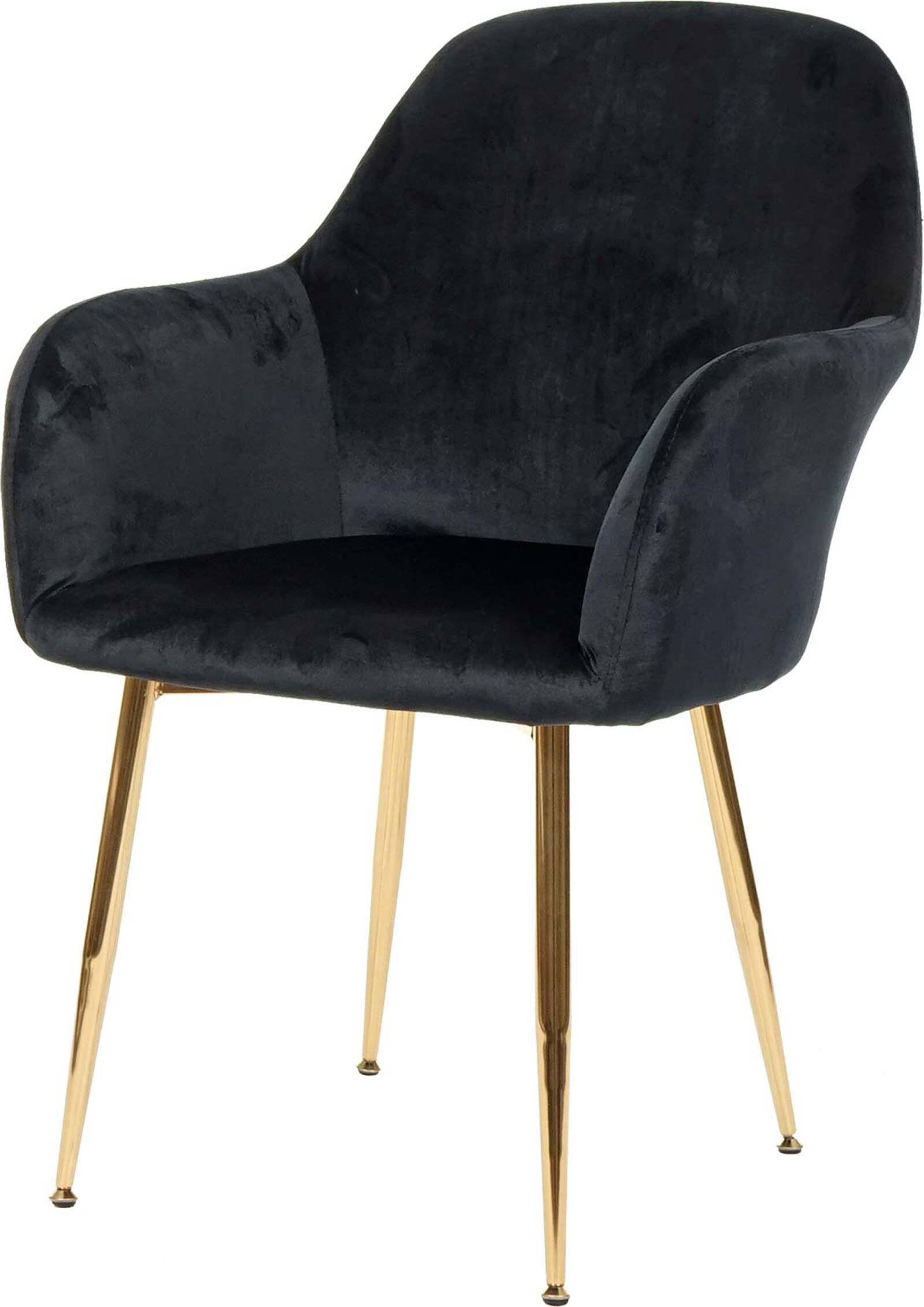 Krzesło do jadalni HWC-F18, krzesło kuchenne, design retro ~ aksamitna czerń, złote nogi