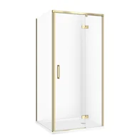 Kabiny prysznicowe - Kabina prysznicowa Cersanit Larga 90x90x195 kwadratowa złoty mat transparentne z brodzikiem tako slim 4cm biały S601-456 - miniaturka - grafika 1