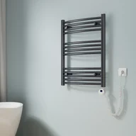 Ręczniki - EMKE Grzejnik łazienkowy zakrzywiony Suszarka do ręczników Z elementem grzejnym sterowanym czasowo Zestaw termostatów, grzejnik elektryczny (antracyt 75x60cm) - miniaturka - grafika 1