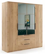 Szafy - SZAFA FLORENCJA 200/215/61 CRAFT ZŁOTY, LUSTRA, SZUFLADY - miniaturka - grafika 1