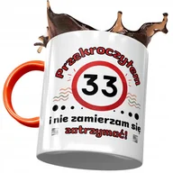 Kubki - Kubek Pomarańczowy na Urodziny 33 33cie 33-cie z Nadrukiem ze Zdjęciem + Opakowanie na prezent (wzór 04) - miniaturka - grafika 1