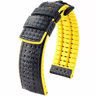 Czarno-żółty pasek skórzany 20 mm HIRSCH Ayrton 0917292050-5-20 (L) RATY | GRATIS WYSYŁKA | GRATIS ZWROT DO  1 ROKU | 100% ORYGINAŁ!! - Akcesoria do zegarków - miniaturka - grafika 1