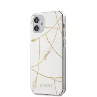 Etui i futerały do telefonów - Guess GUHCP12SPCUCHWH iPhone 12 mini 5,4" biały/white hardcase Gold Chain Collection - miniaturka - grafika 1