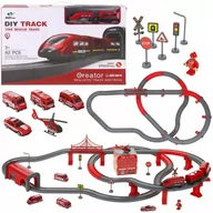 Kolejki i akcesoria - KOLEJKA ELEKTRYCZNA STRAŻ POŻARNA AUTA POCIĄG TOR - miniaturka - grafika 1