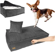 Legowiska dla psów - Legowisko dla psa Łóżko Materac Kanapa Posłanie dla psa Grafitowe L 80x60 cm - miniaturka - grafika 1