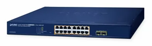 PLANET 16-Port 10/100/1000T 802.3at PoE + 2-Port 1000X SFP Web Smart Ethernet Switch (240W PoE Budget, 802.1Q VLAN, Link Aggregation, IGMP Zarządzany L2 Gigabit Ethernet (10/100/1000) Obsługa PoE Niebieski - Pozostałe akcesoria sieciowe - miniaturka - grafika 1