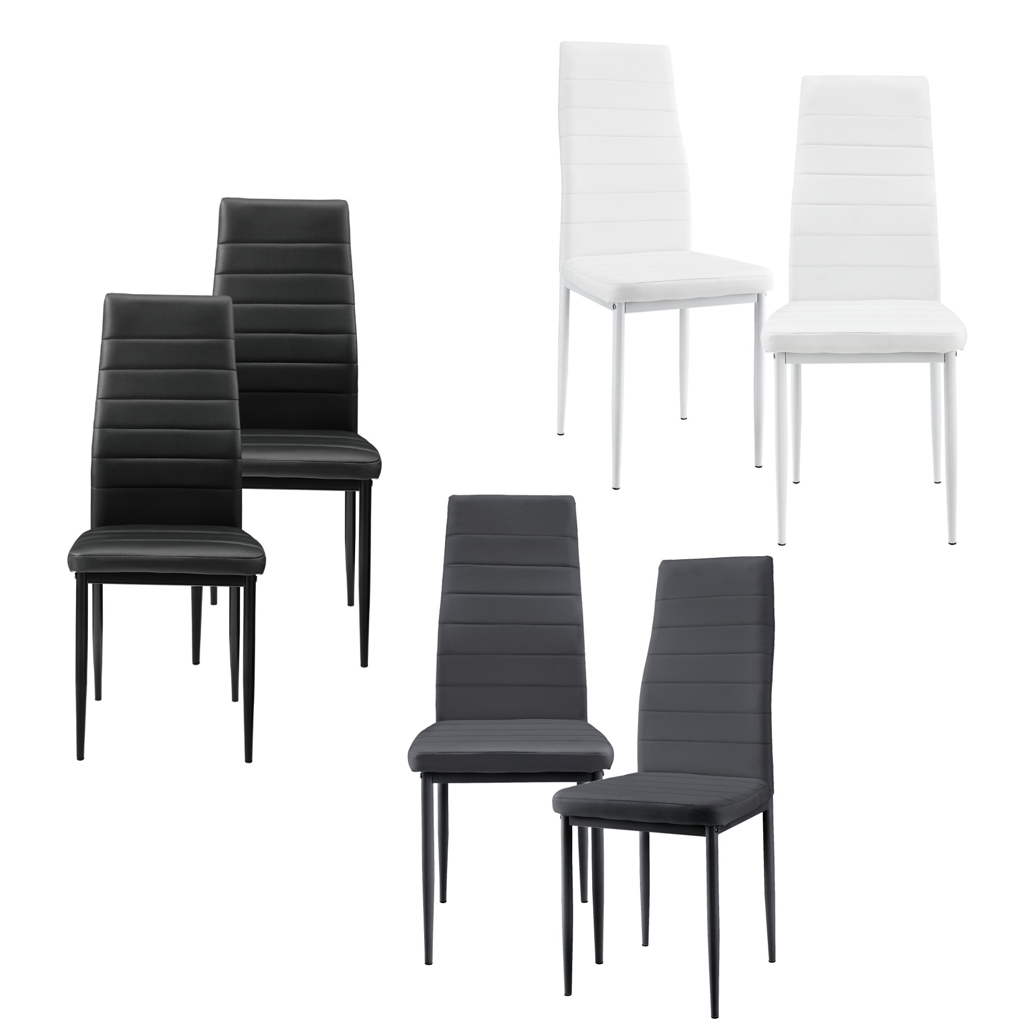 [en.casa]® Krzesło do jadalni ciemnoszare zestaw 6 krzeseł kuchennych do salonu i jadalni